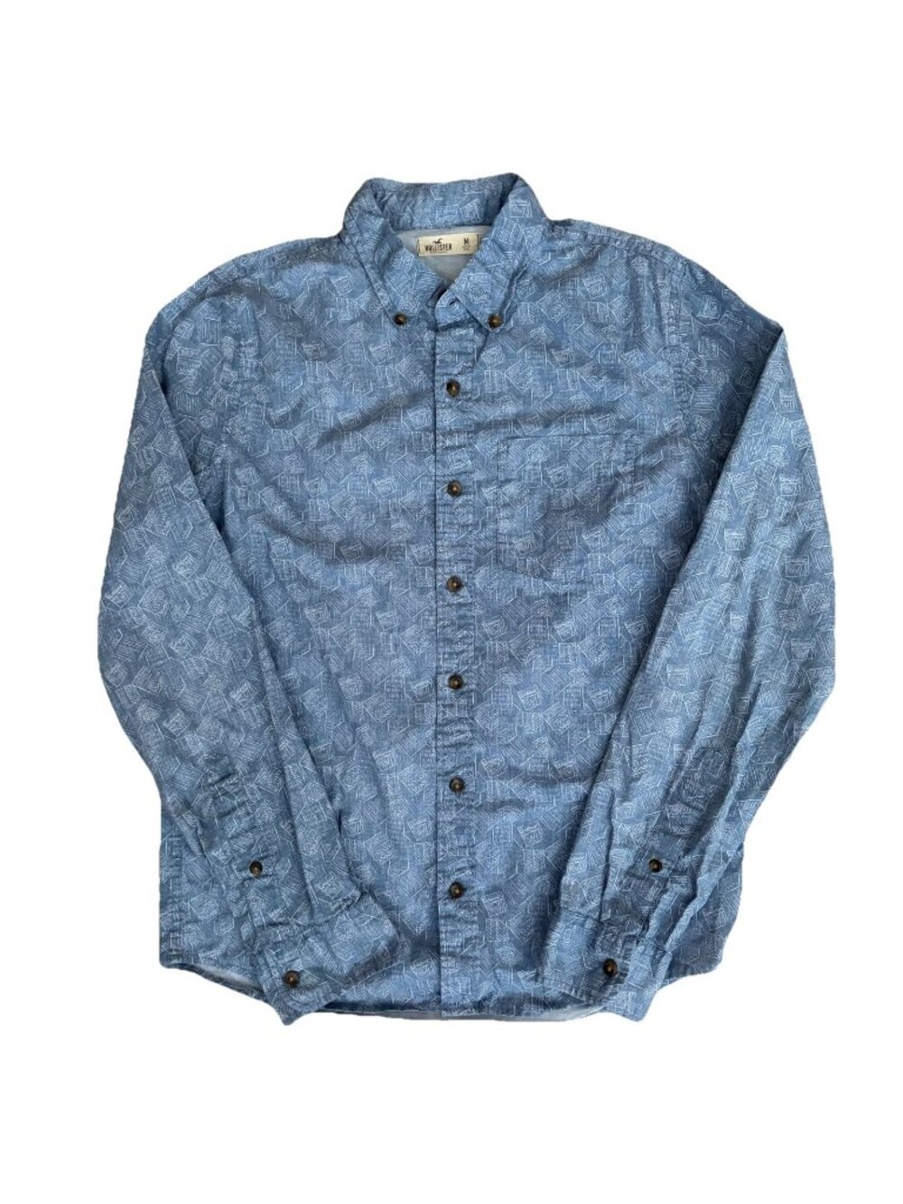 Hollister Mens Shirt Size Medium Blue  Long Sleeve Button Down Cotton